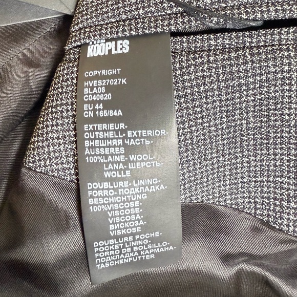 NWT The Kooples Gray Checkered Mens Blazer. Size FR 44, US XS - Picture 14 of 14